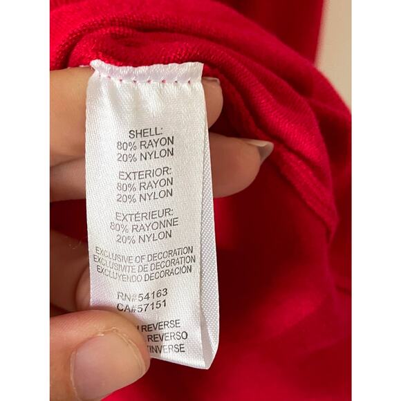 Karl Lagerfeld Paris Pearl Three Quarter Sleeve Sweater Red Size Small NEW - Picture 8 of 9